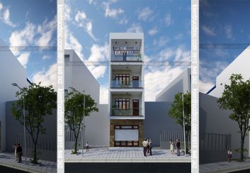 Thiết kế nhà phố 3,5 tầng mặt tiền 4,5 diện tích 81m2