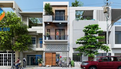 Thiết kế nhà phố 3,5 tầng trên diện tích 63m2 phong cách hiện đại