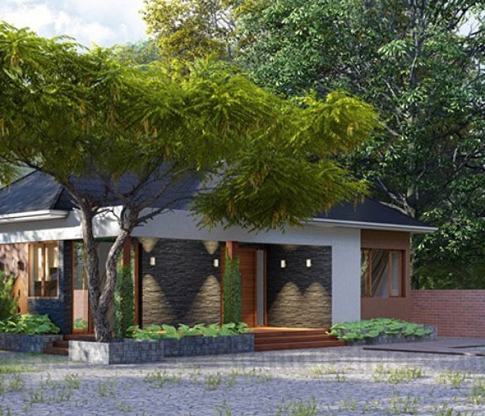 Thiết kế nhà vườn 1 tầng mái thái trên diện tích 220m2