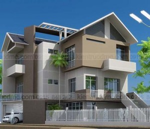 Biệt thự mini 3 tầng trên đất hình thang