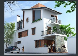 Mẫu nhà phố hai mạt tiền 3 tầng