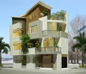 Mẫu nhà phố hai mạt tiền 4 tầng