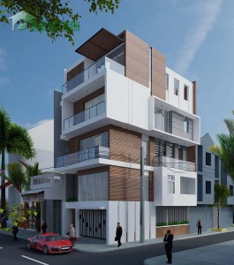 Mẫu nhà phố hai mạt tiền 5 tầng