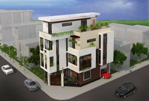Mẫu nhà phố hai mạt tiền 4 tầng