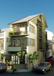 Mẫu nhà phố hai mạt tiền 4 tầng