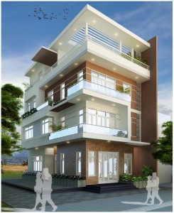 Mẫu nhà phố hai mạt tiền 4 tầng