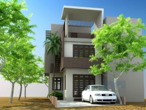 Thiết kế nhà đẹp, Thiết kế nhà phố 2 mặt tiền diện tích 120m2