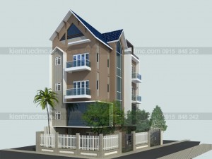 Thiết kế Biệt thự mini 4,5 tầng trên đất hình thang