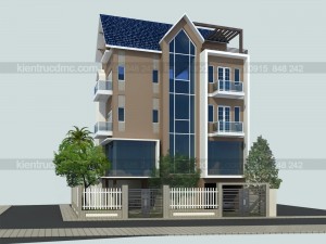 Thiết kế Biệt thự mini 4,5 tầng trên đất hình thang