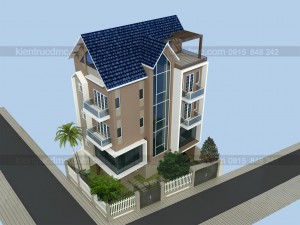 Thiết kế Biệt thự mini 4,5 tầng trên đất hình thang