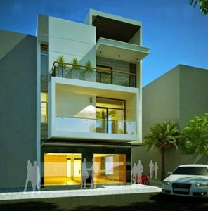 thiết kế nhà phố 3,5 tầng 61m2