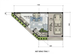 Thiết kế nhà 4 tầng trên đất vát góc