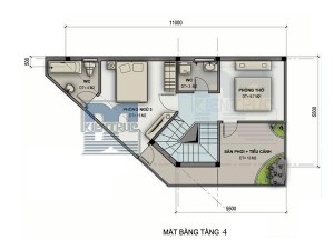 Thiết kế nhà 4 tầng trên đất vát góc