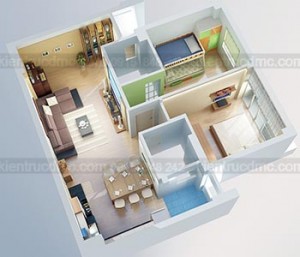 thiết kế nội thất căn hộ chung cư 80m2, thiết kế nội thất chung cư mini hoàng đạo thúy hà nội