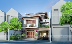 Thiết kế biệt thự mini hưng yên, biệt thự mini 3 tầng, biệt thự phố 10m mặt tiền.