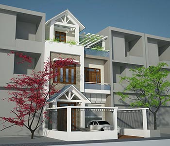 Thiết kế nhà lô phố 3 tầng mặt tiền 7,5m