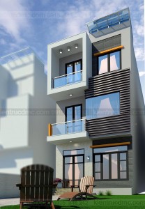 Thiết kế nhà lô phố mặt tiền 5m trên đất 137m2