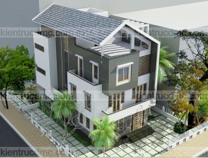 Thiết kế biệt thự 4 tầng phong cách hiện đại, sang trọng.