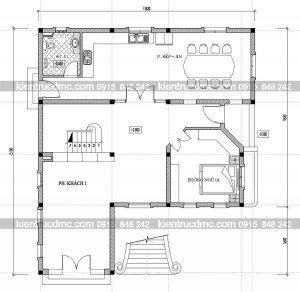 Mặt bằng tầng 1 thiết kế nhà vườn biệt thự kiểu Pháp