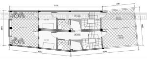 Mặt bằng tầng 4 - Thiết kế nhà phố 4 tầng 2 ghép 1