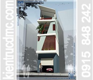 Thiết kế nhà lô phố 4 tầng mặt tiền hẹp.