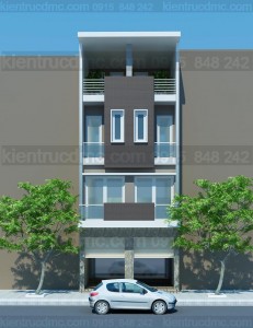 Thiết kế nhà phố 4 tầng 2 ghép 1