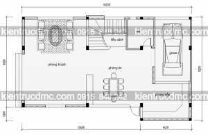 Mặt bằng tầng 1 - Thiết kế nhà vườn hiện đại đẹp phong cách