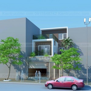 Phối cảnh - Thiết kế nhà phố 3 tầng đẹp kết hợp kinh doanh