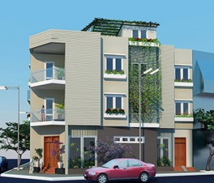 Thiết kế nhà phố căn góc 2 mặt tiền đất méo