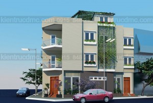 Thiết kế nhà phố căn góc 2 mặt tiền đất méo