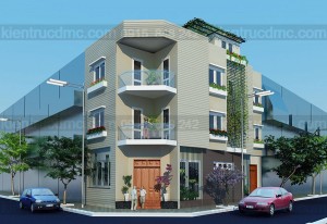 Thiết kế nhà phố căn góc 2 mặt tiền đất méo