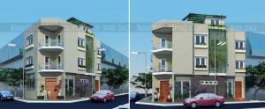 Thiết kế nhà phố căn góc 2 mặt tiền đất méo