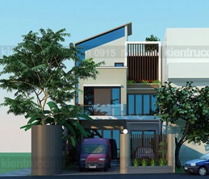 Thiết kế biệt thự phố 2 mặt tiền 3 tầng