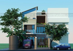 Thiết kế biệt thự phố 2 mặt tiền 3 tầng