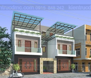 Thiết kế nhà phố 3 tầng ghép đôi