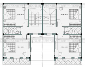 Thiết kế nhà phố 3 tầng ghép đôi