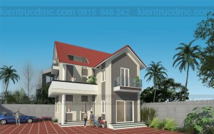 Thiết kế biệt thự 3 tầng hình chữ L