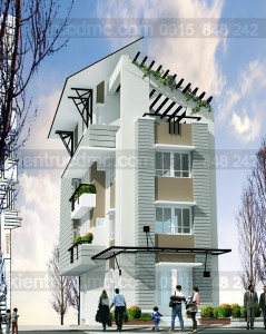 Thiết kế nhà phố 2 mặt tiền kết hợp kinh doanh