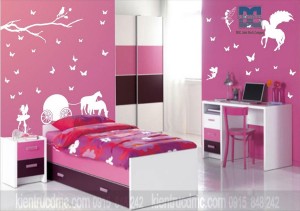 Trang trí nội thất phòng ngủ trẻ em mùa hè với màu sắc vui nhộn