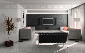 Tư vấn thiết kế nội thất phòng khách với điểm nhấn trên tường