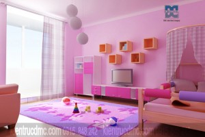 Trang trí nội thất phòng ngủ trẻ em mùa hè với màu sắc vui nhộn