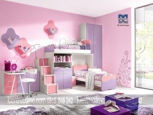 Trang trí nội thất phòng ngủ trẻ em mùa hè với màu sắc vui nhộn