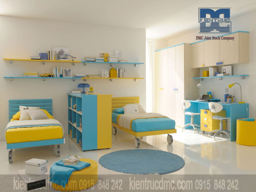 Bố trí không gian nội thất phòng ngủ trẻ em chung và riêng