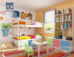 Bố trí không gian nội thất phòng ngủ trẻ em chung và riêng