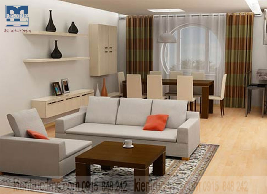 Thiết kế nội thất thông minh gắn kết phòng ăn với phòng khách