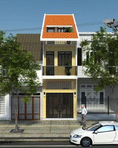 Thiết kế nhà phố mặt tiền hẹp 3m lệch tầng