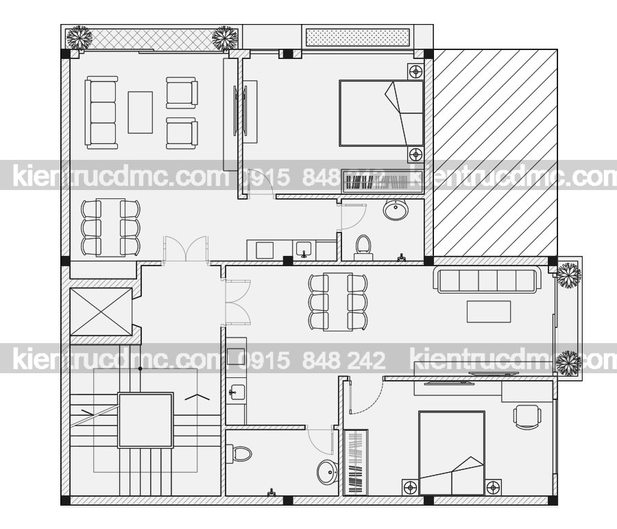 Thiết kế chung cư mini 7 tầng 2 mặt tiề