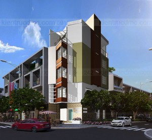 thiết kế nhà ống căn góc đất vát chéo