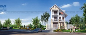 Thiết kế biệt thự kiến trúc Pháp 3 tầng trên đất 229m2