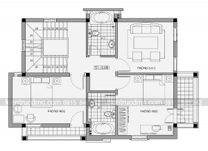 Thiết kế biệt thự kiến trúc Pháp 3 tầng trên đất 229m2